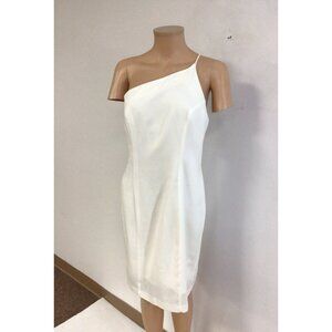Hugo Buscati White Dress Asymmetrical One Shoulder Womens 10